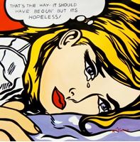 Afbeelding van Homage to Roy Lichtenstein - Hopeless Pop Art g92527 80x80cm exquisites Ölbild handgemalt