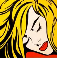 Afbeelding van Homage to Roy Lichtenstein - Sleeping girl g92531 80x80cm modernes Ölbild