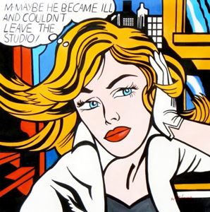 Afbeelding van Homage to Roy Lichtenstein - Maybe Pop Art g92533 80x80cm Ölbild handgemalt