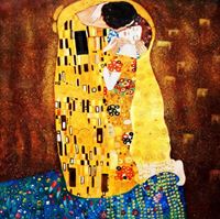 Resim Gustav Klimt - Der Kuss h92367 90x90cm Jugendstil Ölgemälde handgemalt