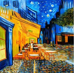 Picture of Vincent van Gogh - Nachtcafe h92369 90x90cm exzellentes Ölgemälde handgemalt