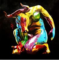 Εικόνα της Modern Art - Der Minotaurus h92480 90x90cm fantastisches Ölgemälde