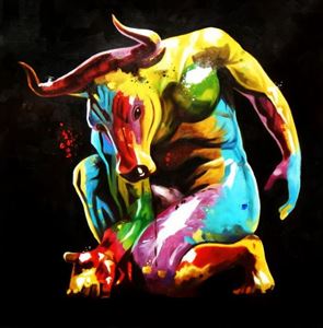 Εικόνα της Modern Art - Der Minotaurus h92480 90x90cm fantastisches Ölgemälde