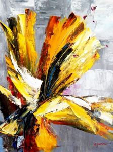 Изображение Abstract - yellow orchid i92370 80x110cm Ölgemälde handgemalt