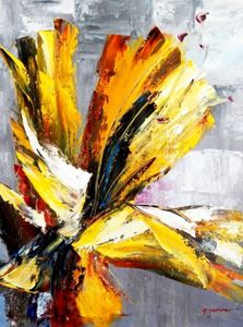 Picture of Abstract - yellow orchid i92370 80x110cm Ölgemälde handgemalt