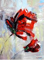 Resim Abstrakt - Roter Mohn i92371 80x110cm abstraktes Ölgemälde