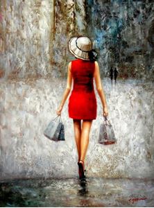 Εικόνα της Modern Art - Shopping Queen i92375 80x110cm exquisites Ölbild