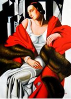 Afbeelding van Homage to T. de Lempicka - Portrait der Madame Boucard i92376 80x110cm Art Deco Ölgemälde handgemalt