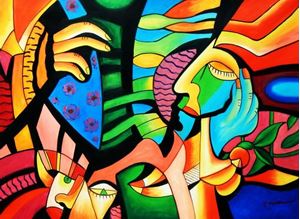 Εικόνα της Modern Art - Das Gewissen i92379 80x110cm exquisites Ölbild