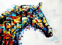 Afbeelding van Abstract - The Cubist Stallion i92380 80x110cm exquisites Ölbild