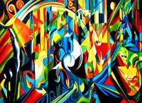 Afbeelding van Franz Marc - Tierabstraktion special edition i92381 80x110cm Ölbild handgemalt
