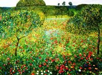 Afbeelding van Gustav Klimt - Mohnfeld i92382 80x110cm Ölbild handgemalt