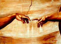 Εικόνα της Michelangelo - Die Erschaffung Adams i92386 80x110cm imposantes Ölgemälde