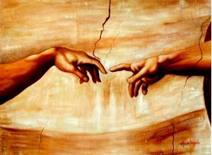 Εικόνα της Michelangelo - Die Erschaffung Adams i92386 80x110cm imposantes Ölgemälde