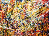 Afbeelding van Homage of Pollock - Number 12 i92388 80x110cm abstraktes Ölgemälde handgemalt