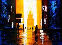 Afbeelding van Abstrakt - Berlin Galeries Lafayette i92389 80x110cm abstraktes Ölbild handgemalt