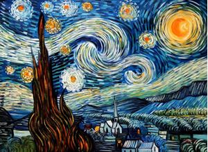 Bild von Vincent van Gogh - Sternennacht i92392 80x110cm exzellentes Ölgemälde handgemalt