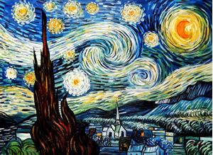 Image de Vincent van Gogh - Sternennacht i92393 80x110cm exzellentes Ölgemälde handgemalt