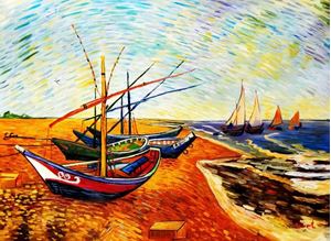 Picture of Vincent van Gogh - Fischerboote am Strand i92394 80x110cm Ölgemälde handgemalt