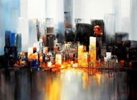Afbeelding van Abstrakt New York Skyline am Abend i92397 80x110cm imposantes Ölgemälde
