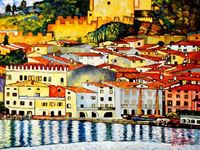 Afbeelding van Gustav Klimt - Malcesine am Gardasee i92482 80x110cm Ölbild handgemalt