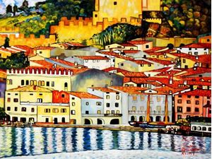 Afbeelding van Gustav Klimt - Malcesine am Gardasee i92482 80x110cm Ölbild handgemalt