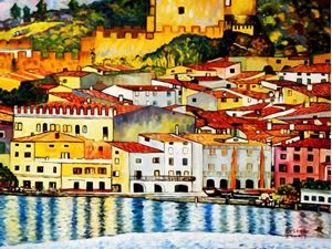 Afbeelding van Gustav Klimt - Malcesine am Gardasee i92483 80x110cm Ölbild handgemalt