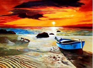 Εικόνα της Sonnenuntergang am Strand von Sylt k91897 90x120cm exzellentes Ölgemälde