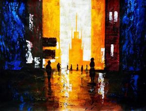 Picture of Abstrakt - Berlin Galeries Lafayette k92401 90x120cm abstraktes Ölbild handgemalt