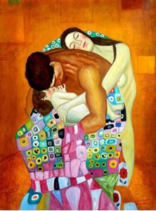 Resim Gustav Klimt - Die Familie k92412 90x120cm Jugendstil Ölbild