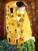 Resim Gustav Klimt - Der Kuss k92417 90x120cm Jugendstil Ölgemälde handgemalt