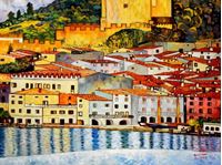 Afbeelding van Gustav Klimt - Malcesine am Gardasee k92486 90x120cm Ölbild handgemalt