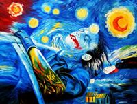 Εικόνα της Modern Art - Joker meets starry night k92487 90x120cm exquisites Ölbild
