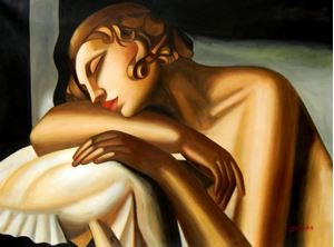 Picture of Homage of Tamara de Lempicka - Die Schläferin II k92539 90x120cm Art Deco Ölbild handgemalt