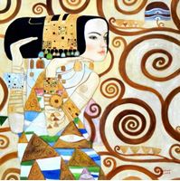 Resim Gustav Klimt - Die Erwartung m92423 120x120cm exquisites Ölgemälde