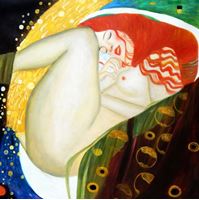 Afbeelding van Gustav Klimt - Danae m92424 120x120cm exquisites Ölgemälde