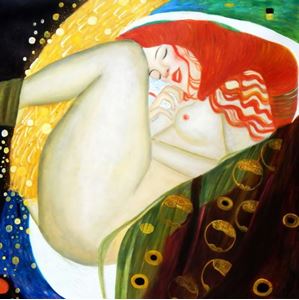Afbeelding van Gustav Klimt - Danae m92424 120x120cm exquisites Ölgemälde