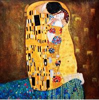 Resim Gustav Klimt - Der Kuss m92427 120x120cm Jugendstil Ölgemälde handgemalt