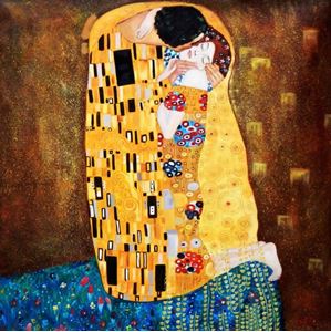 Resim Gustav Klimt - Der Kuss m92427 120x120cm Jugendstil Ölgemälde handgemalt