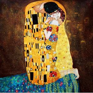 Resim Gustav Klimt - Der Kuss m92428 120x120cm Jugendstil Ölgemälde handgemalt