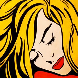 Afbeelding van Homage to Roy Lichtenstein - Sleeping girl m92544 120x120cm modernes Ölbild