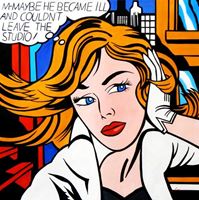 Afbeelding van Homage to Roy Lichtenstein - Maybe Pop Art m92545 120x120cm Ölbild handgemalt