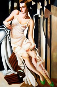 Afbeelding van Homage of T. de Lempicka - Portrait der Madame Allan Bott p92451 120x180cm Ölbild handgemalt