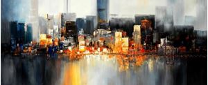 Image de Abstrakt New York Manhattan Skyline bei Nacht t92440 75x180cm Gemälde handgemalt