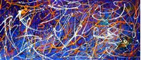Afbeelding van Homage of Pollock - Blaue Lagune t92442 75x180cm abstraktes Ölbild