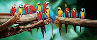 Εικόνα της Modern Art - Tutti Frutti Papageien Party t92546 75x180cm Ölbild handgemalt